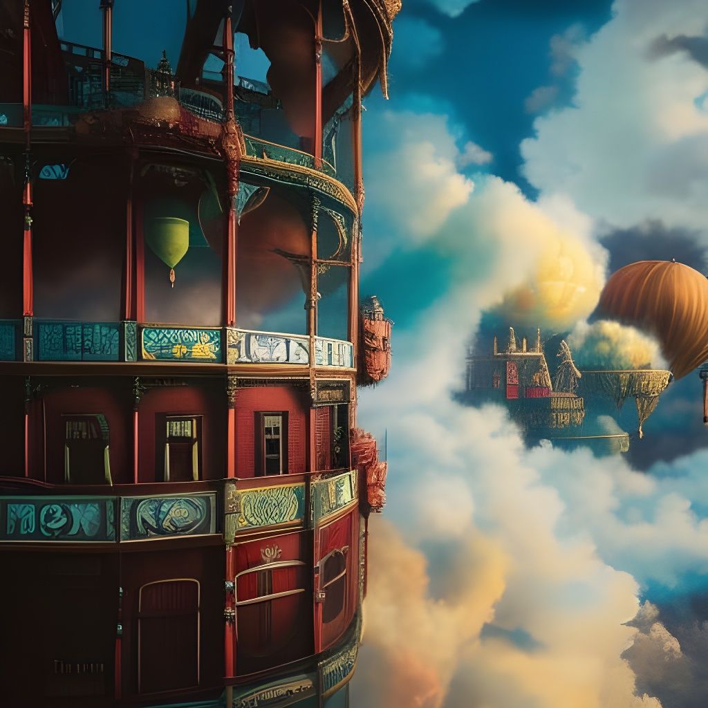 Steampunk City in Cotton Candy Clouds