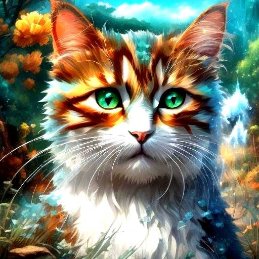 Cute Kitten at the Park in Detailed Matte Painting