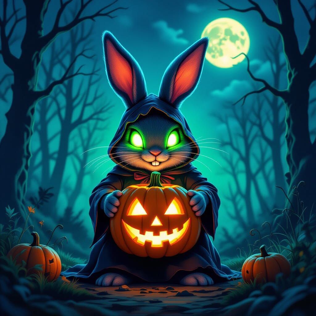 Radioactive Easter Bunny in Halloween Costume