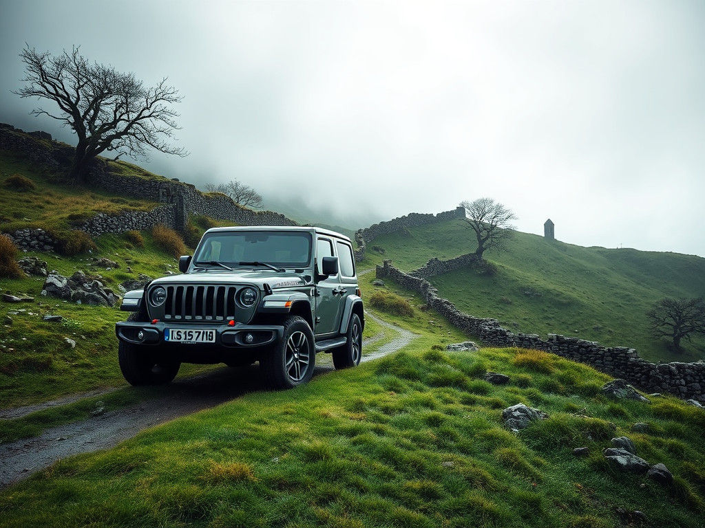 BMW Jeep on Emerald Hillside in Ireland