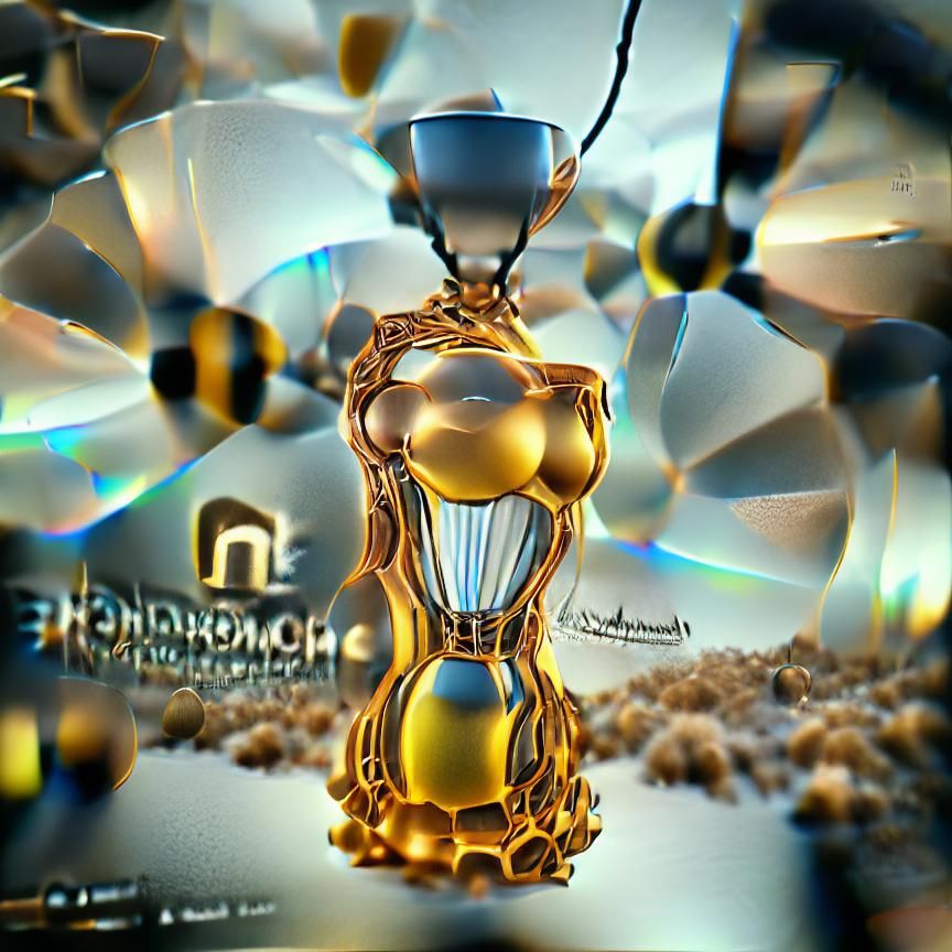 Surreal Hourglass Filled with Glowing Particles
