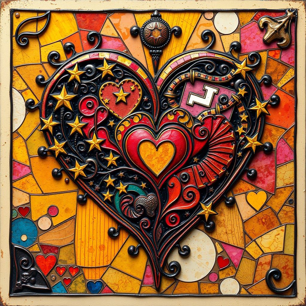 Heartfelt Valentine's Day Card in Whimsical Artistic Style