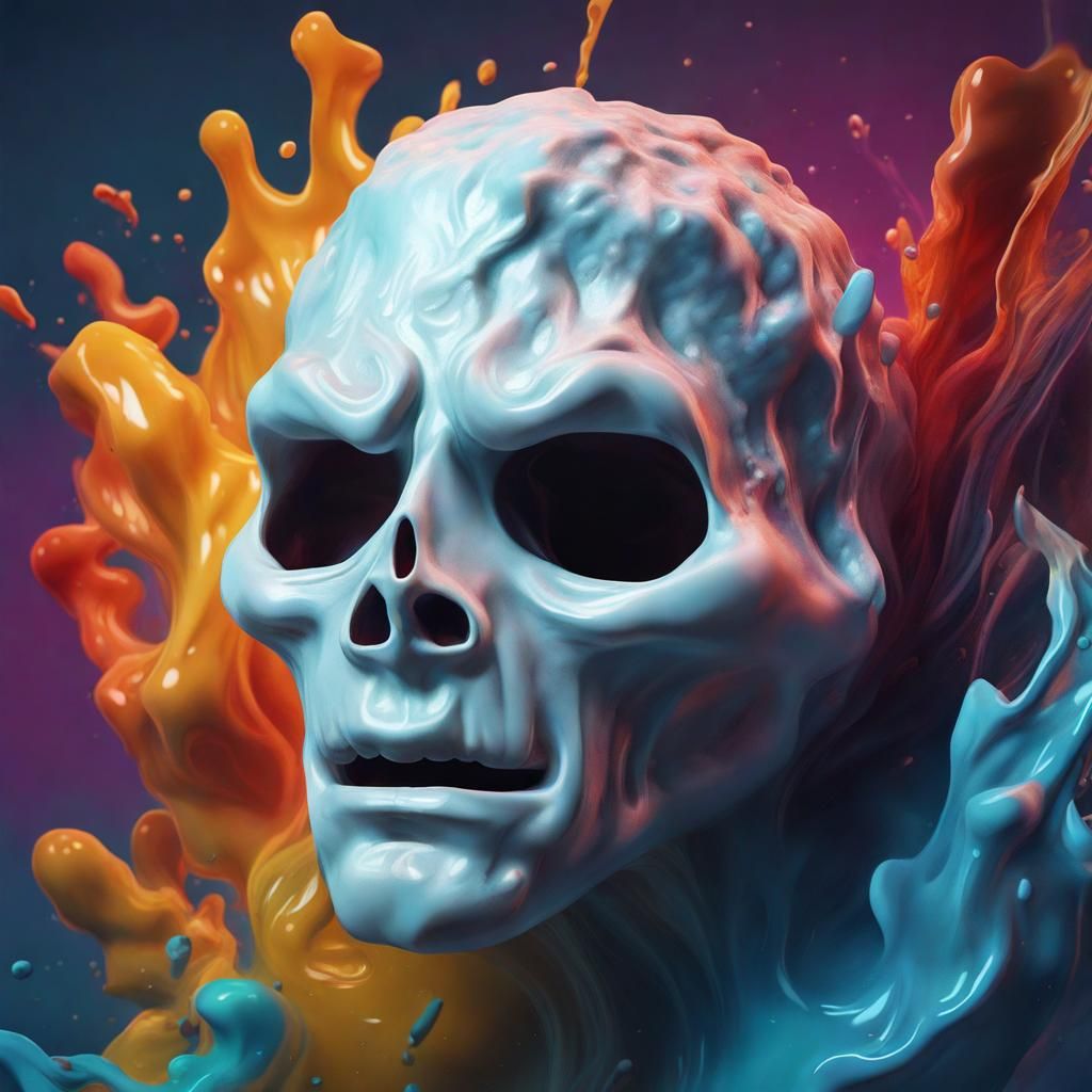 High Ghost Face Portrait in Splash Art Style