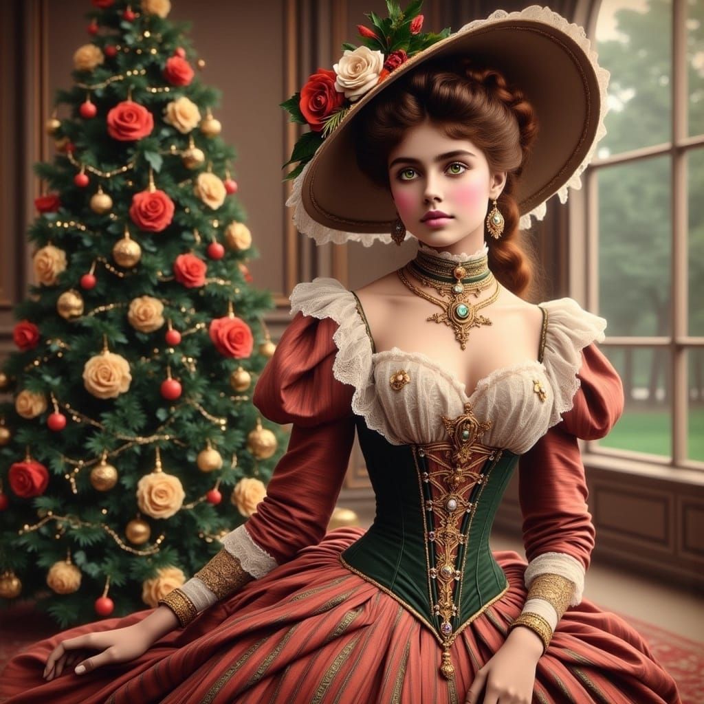 Gibson Girl in Festive Christmas Wonderland