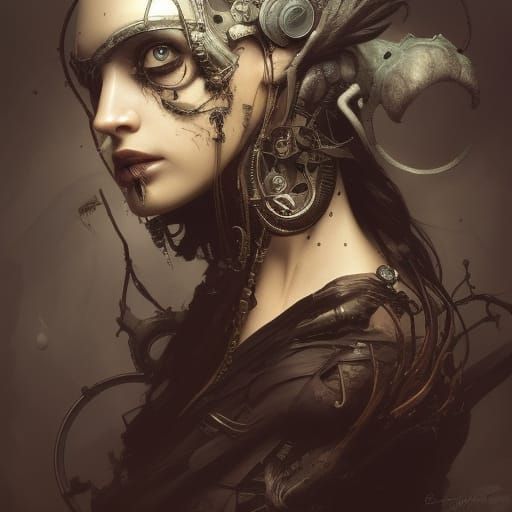 Steampunk Skull in Dark Horror Style