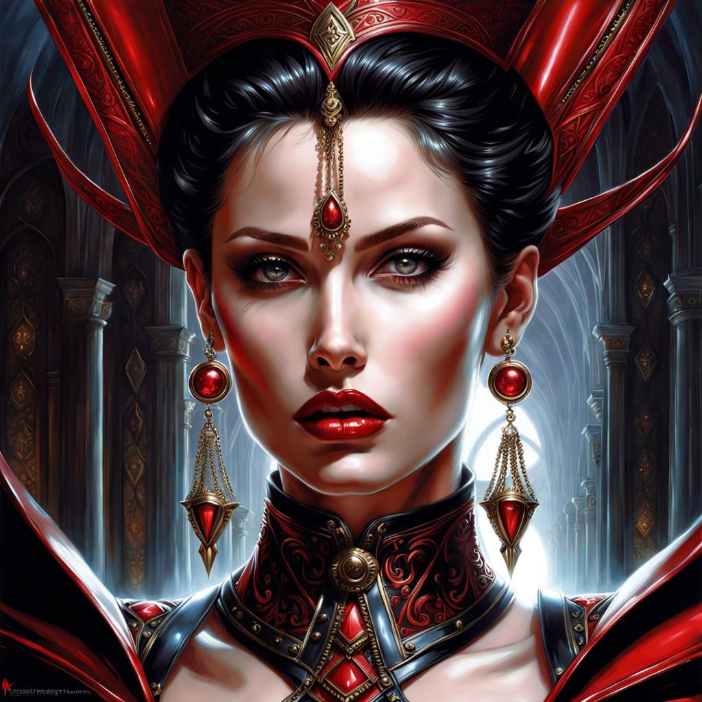 Gothic Latex Portrait: Dominant Female in Red