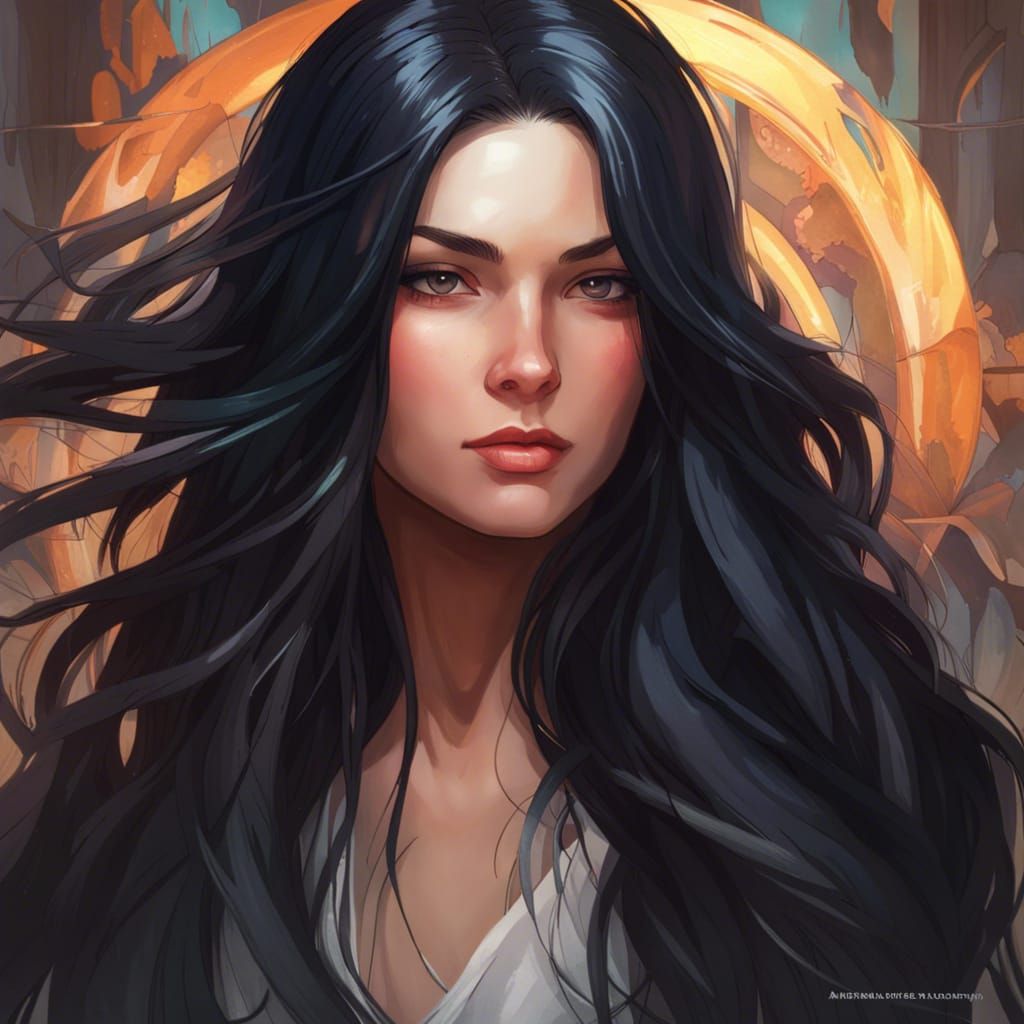 Detailed Portrait of Teenager in Art Nouveau Style