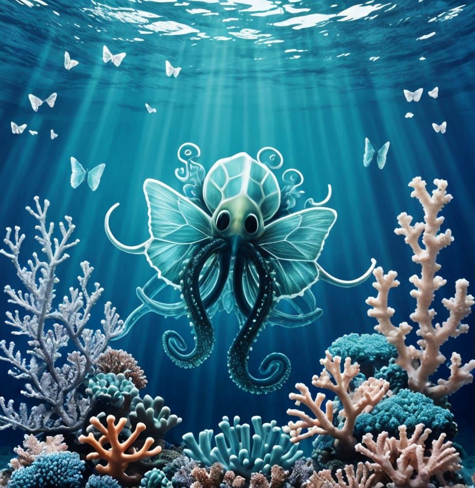 Surreal Sea Butterflies and Coral Garden