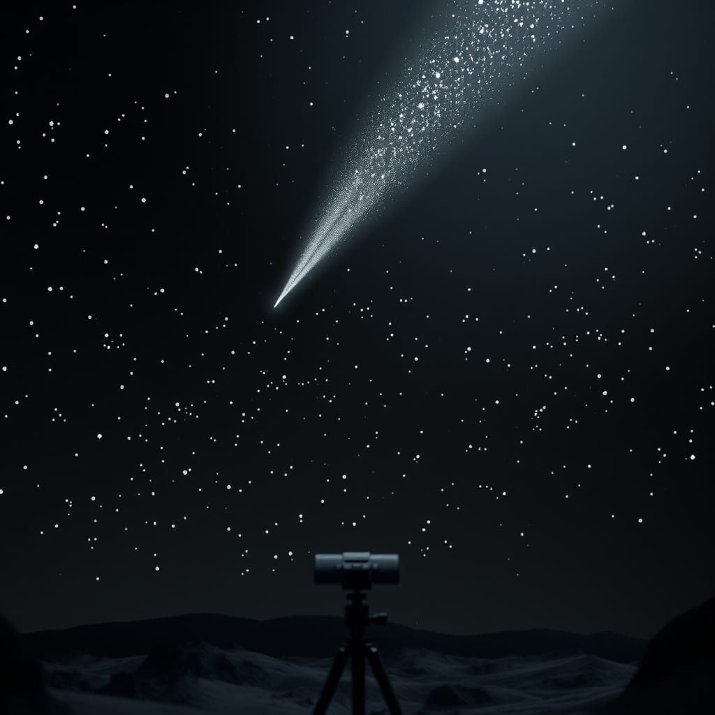 Ethereal Comet Flies Through Starry Origami Sky