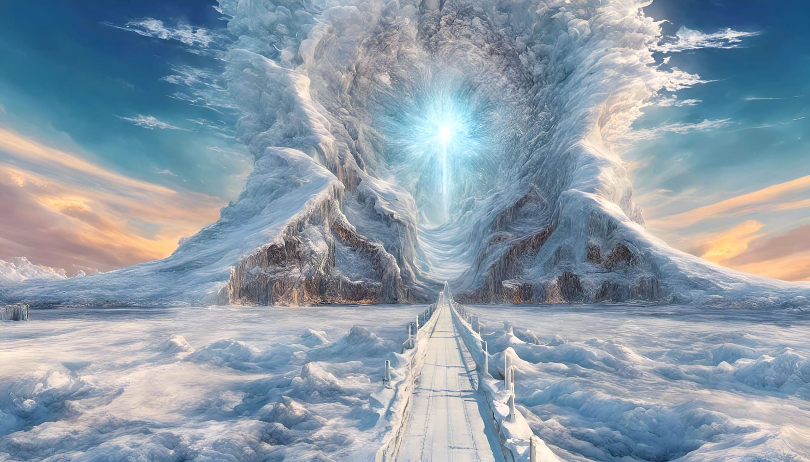 Glitched Bifrost Bridge in Winter Sky