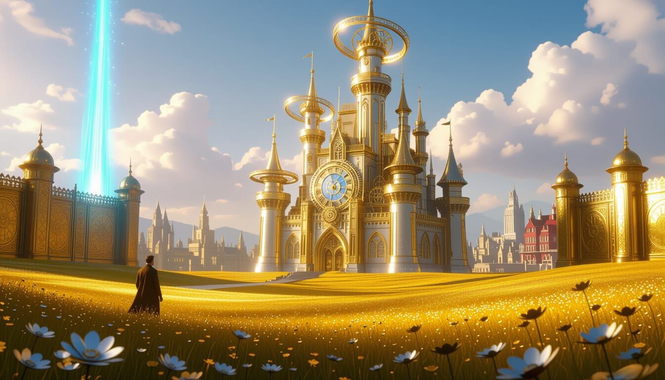 Clockwork Castle in a Steampunk Empyreal City
