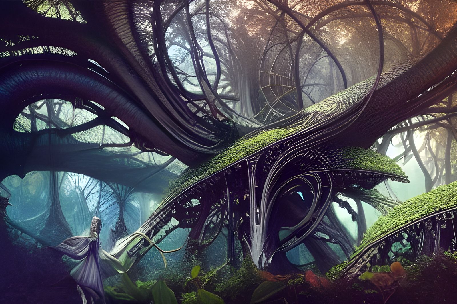 Elven Treehouses in a Biomechanical One Tree
