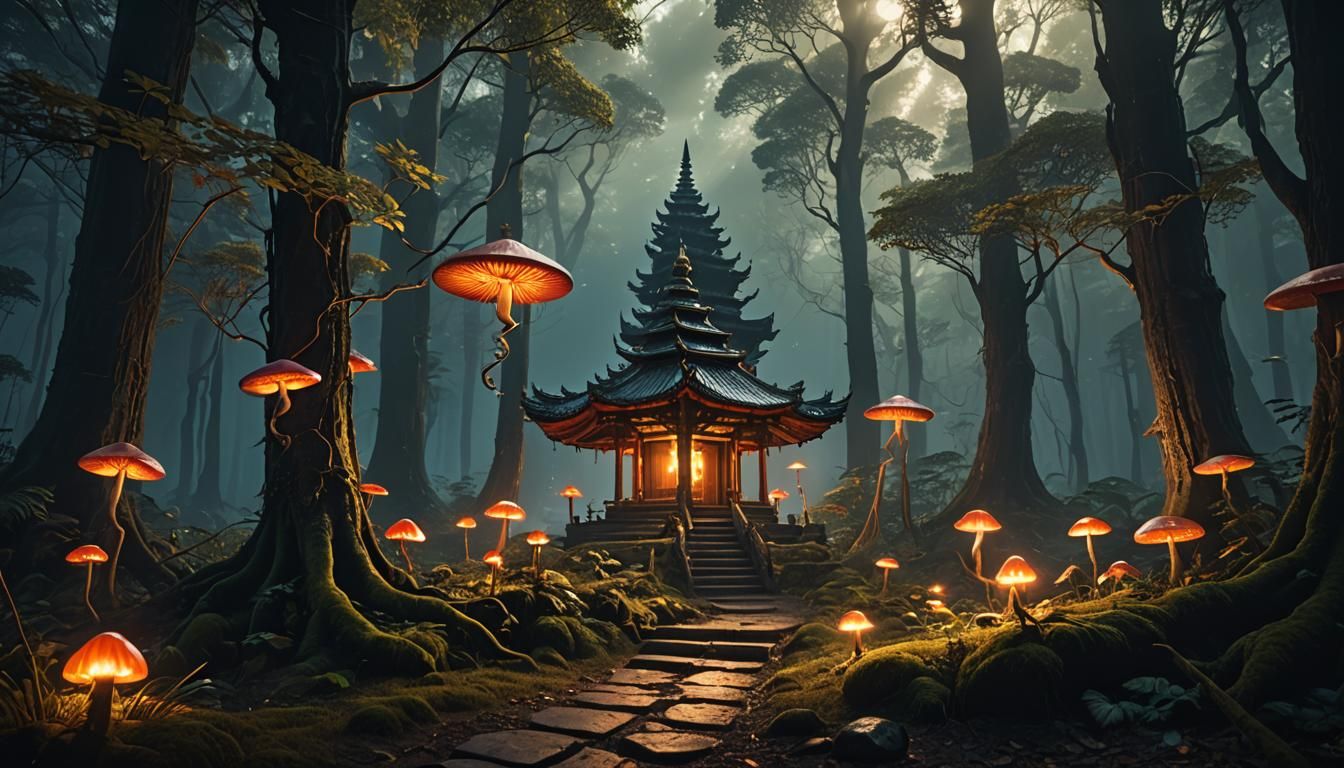 Mushroom Lantern Path to Forest Temple