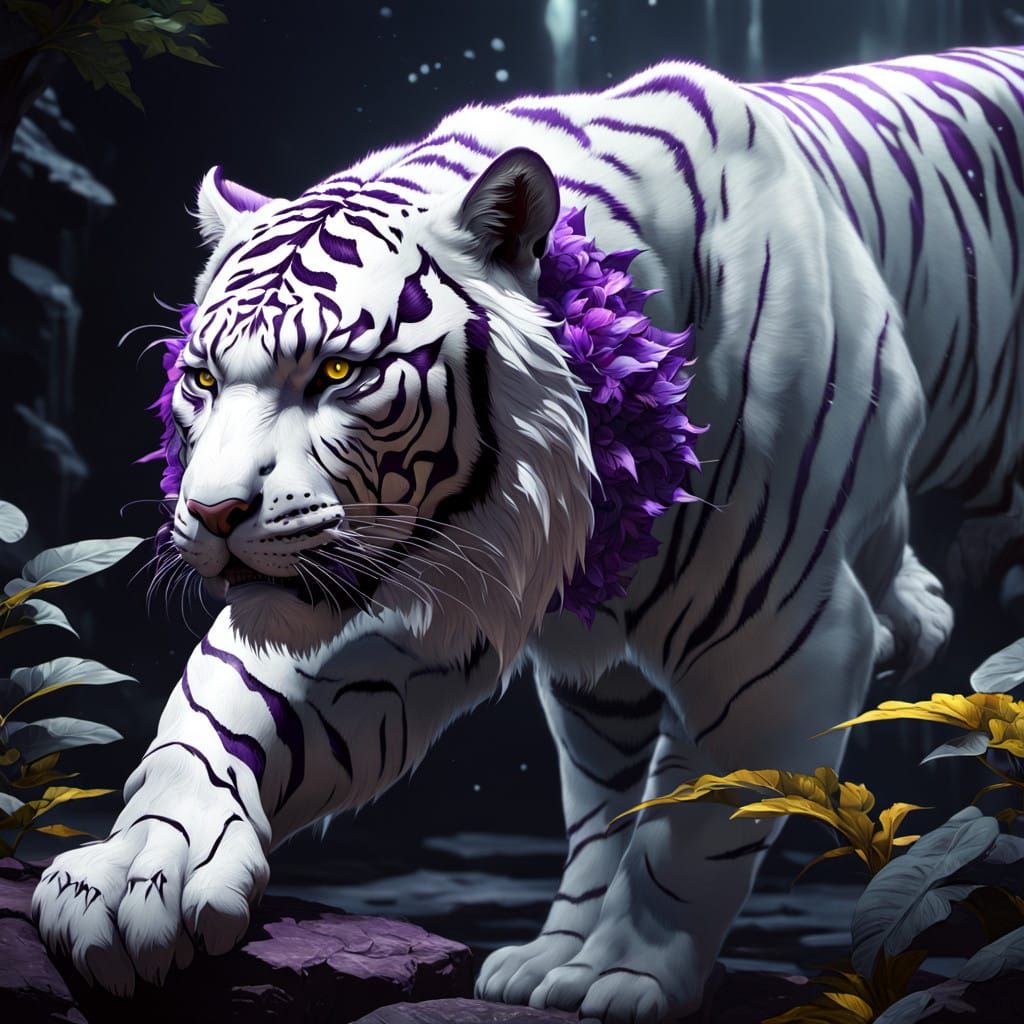 Ethereal Dark Fantasy White Tiger