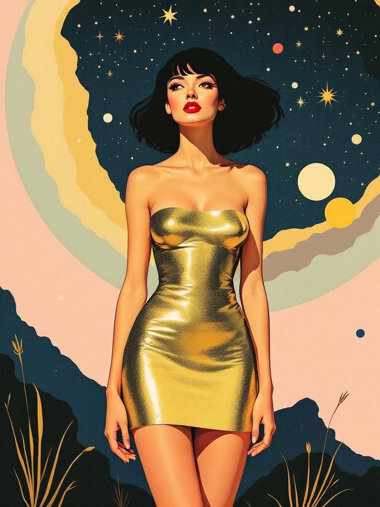 Cosmic Geometric Art Inspired by Charley Harper