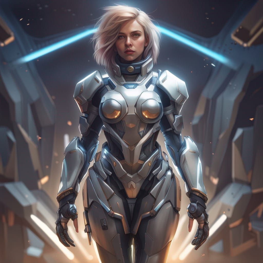 Girl in Futuristic Armor, Hyperdetailed Digital Art