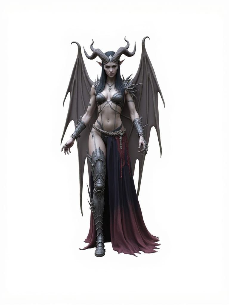 Ethereal Demoness in Haunting Fantasy Landscape