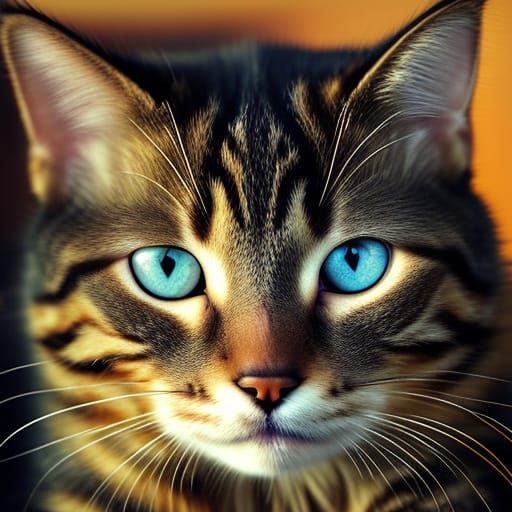 Majestic Cat Portrait in Oil Painting Style