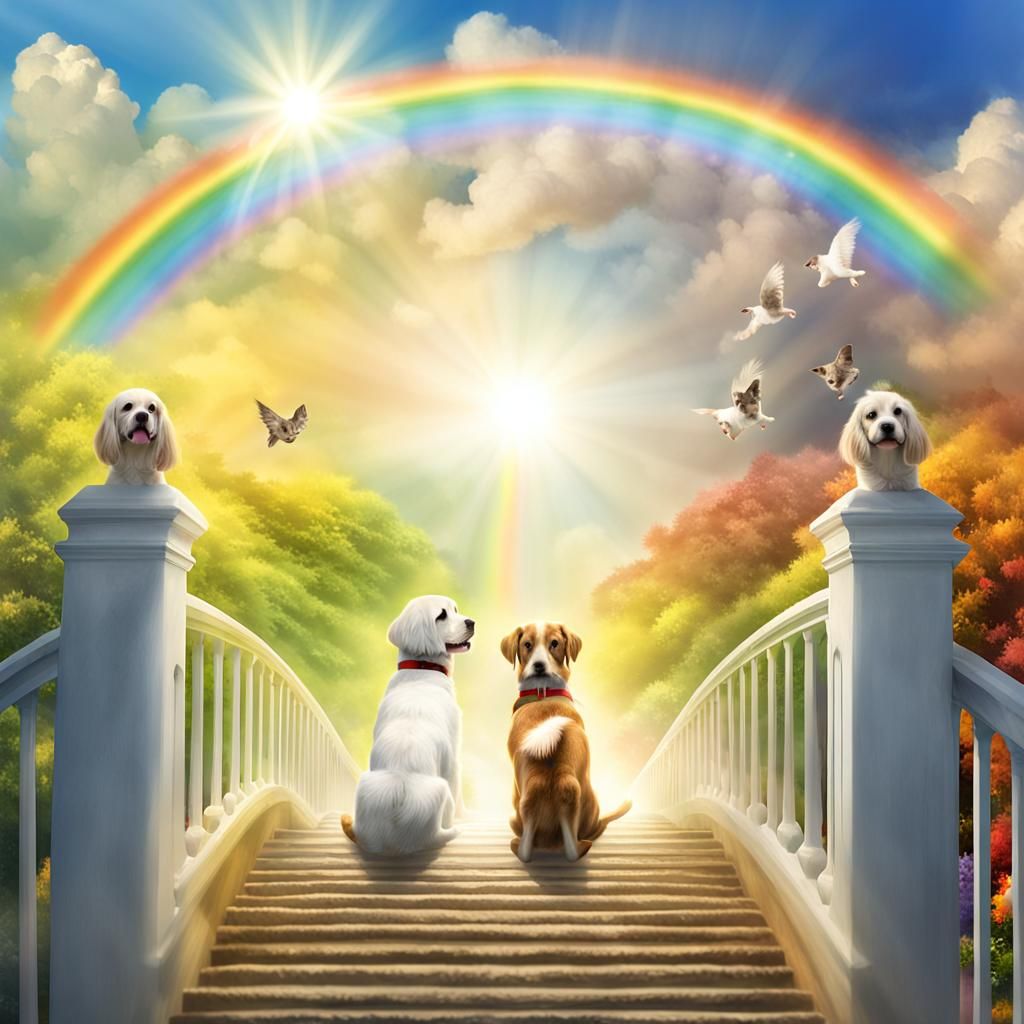 Rainbow Bridge All Pets Go Stairway to Heaven, heavenly suns...