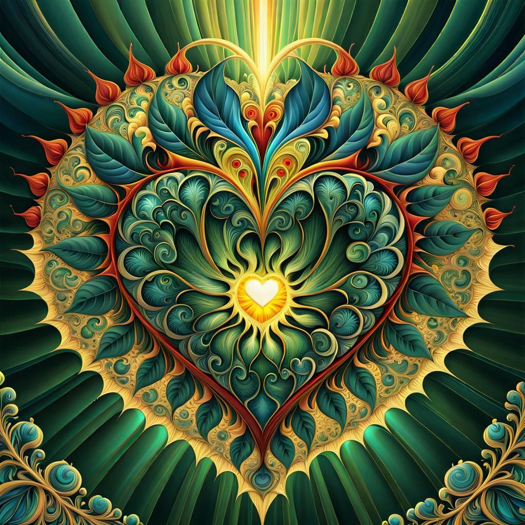 Fractal Heart Emerging from Land and Sea