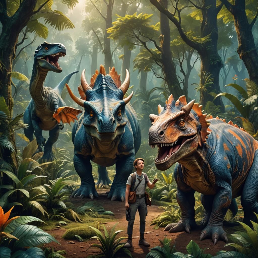 Prehistoric Selfie in Vibrant Fantasy Landscapes