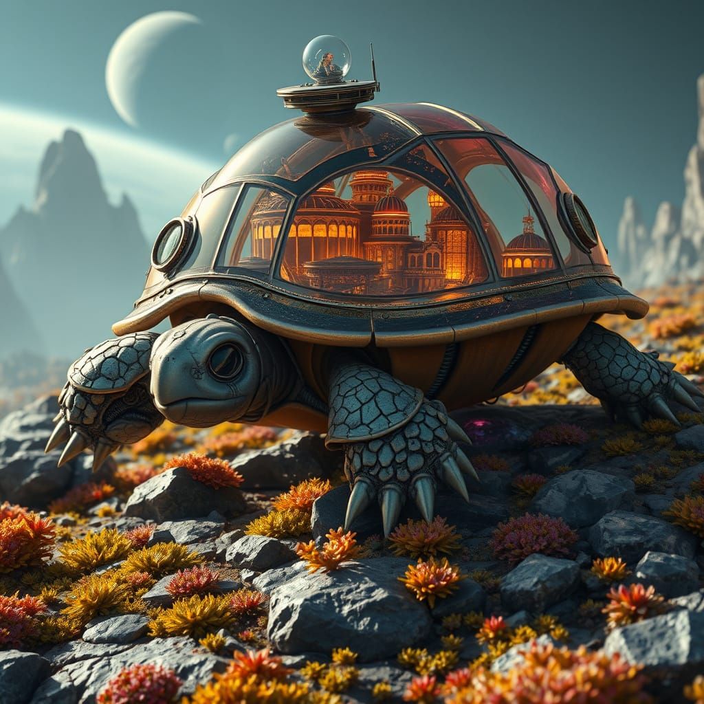 Steampunk Turtle Embarks on an Alien Odyssey