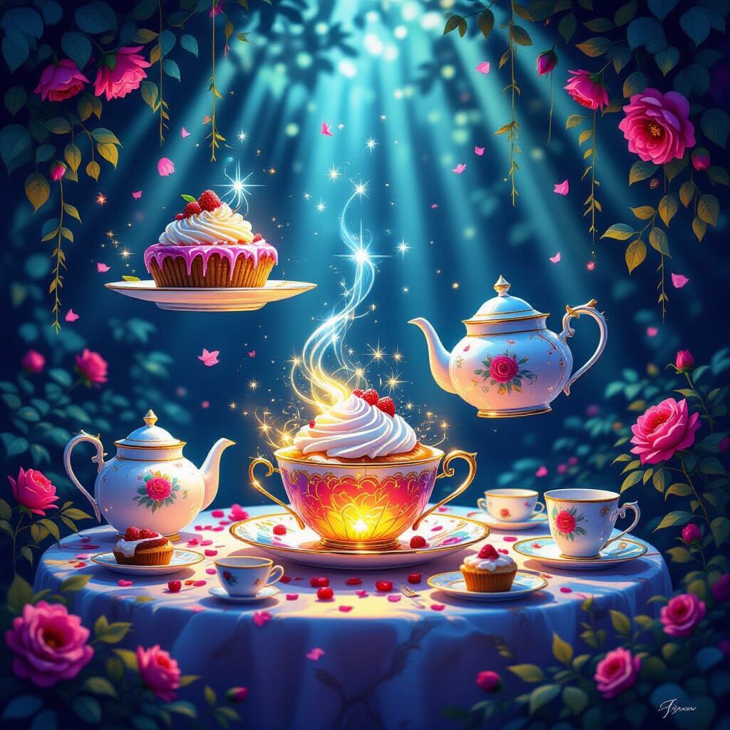 Magical Levitating Feasts and Glowing Desserts Digital Paint...
