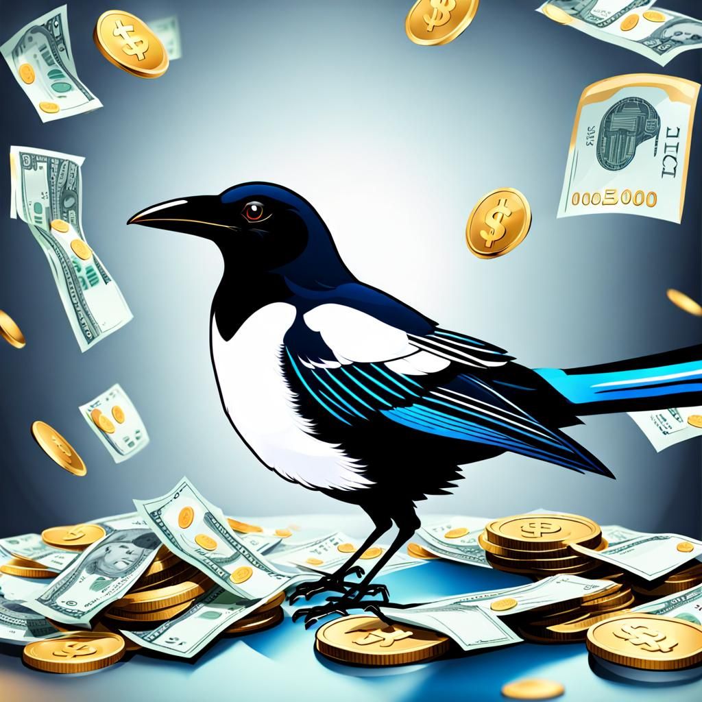 Magpie Bird Hoarding Digital Currency