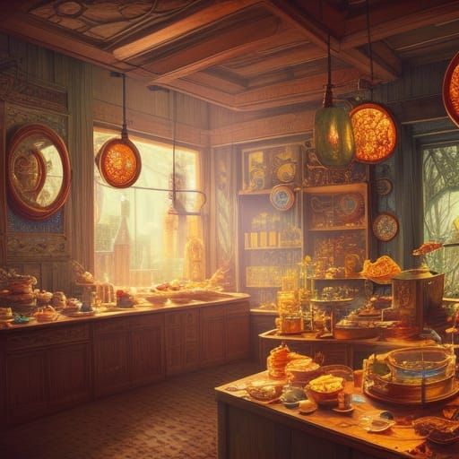 Hyperdetailed Breakfast Buffet in Natural Sunlight