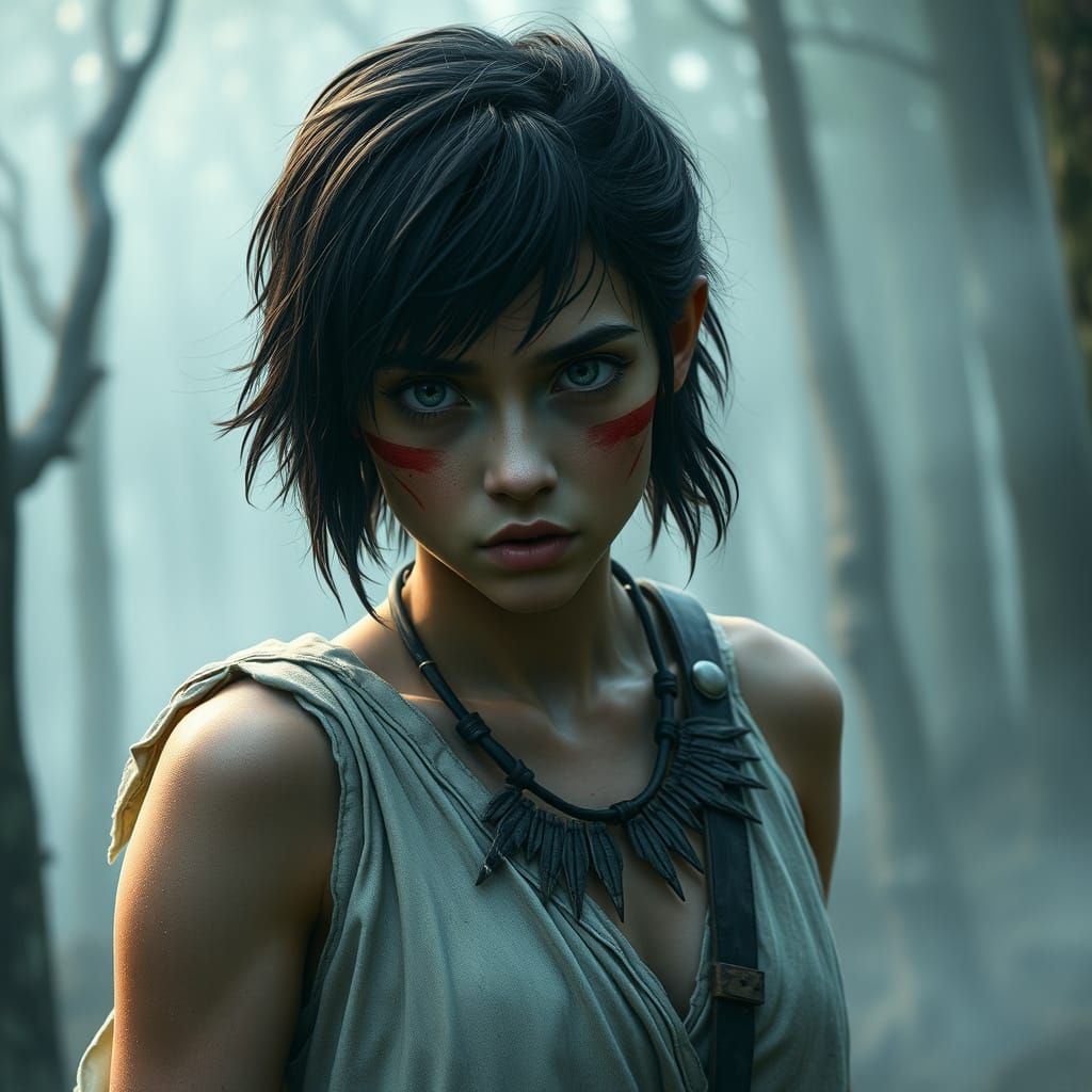 Ancient Forest Goddess with Piercing Gaze