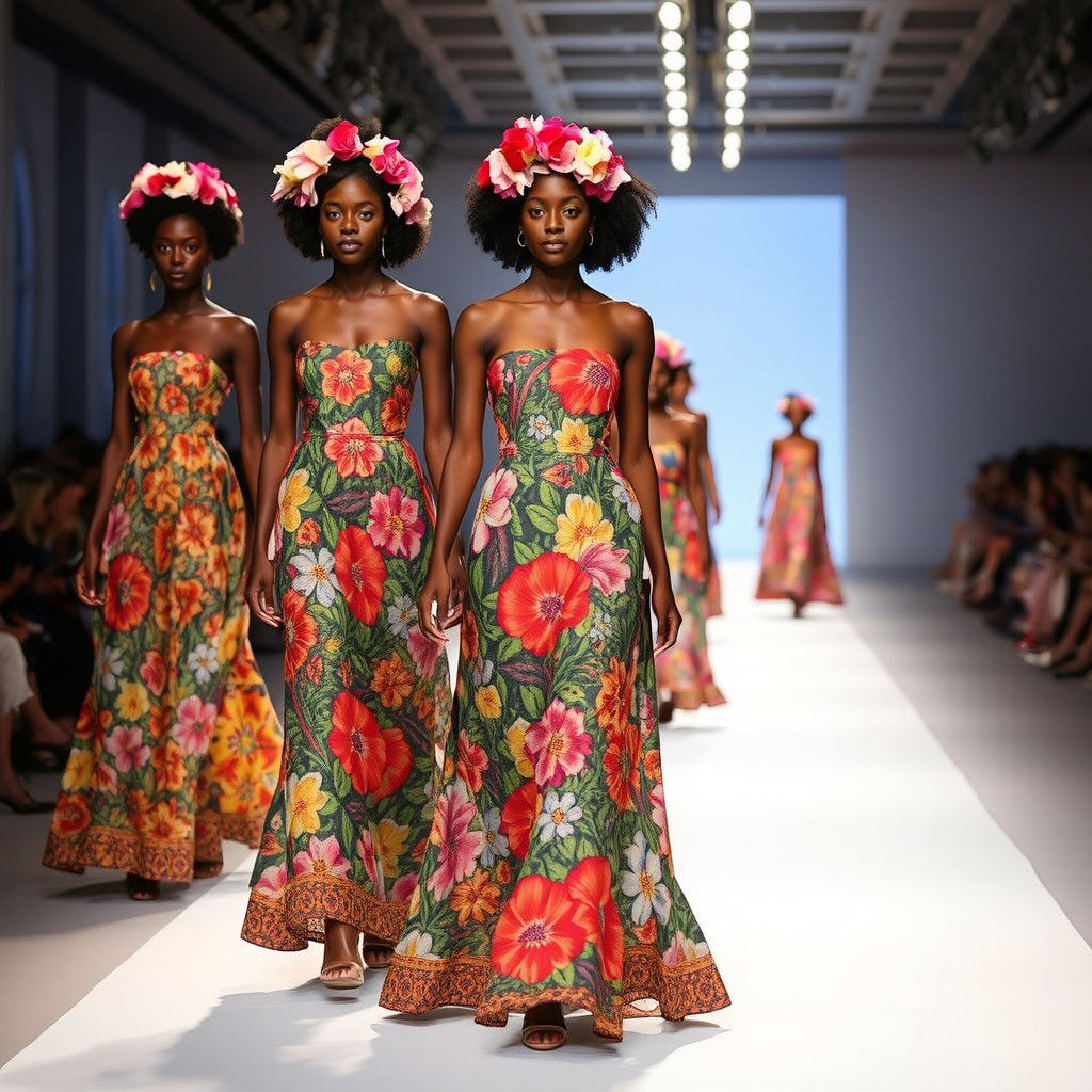 Floral Fashion Show: Afro-Futurist Runway Poses