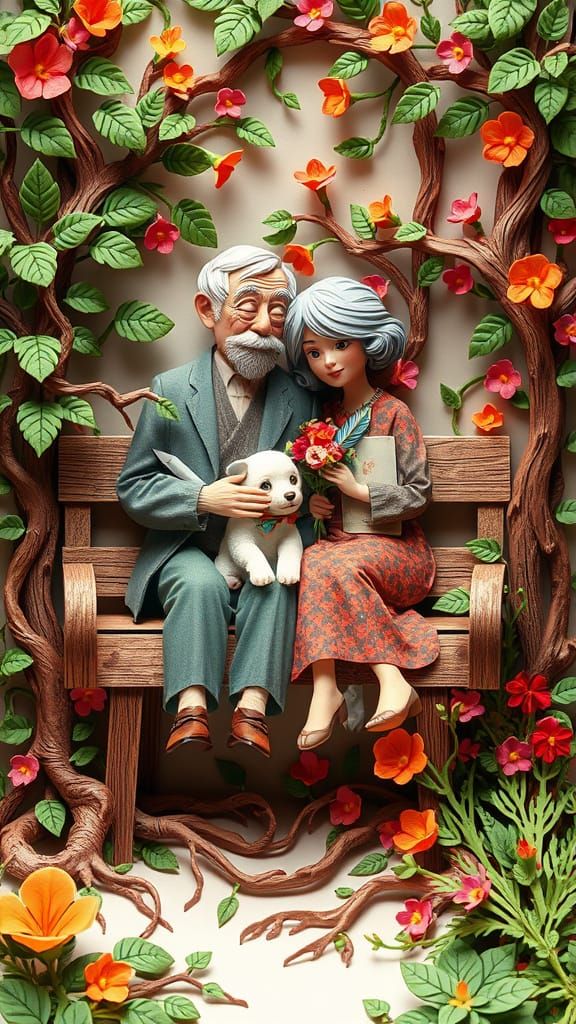 Vintage Love Scene in Whimsical 3D Pop-Up Card