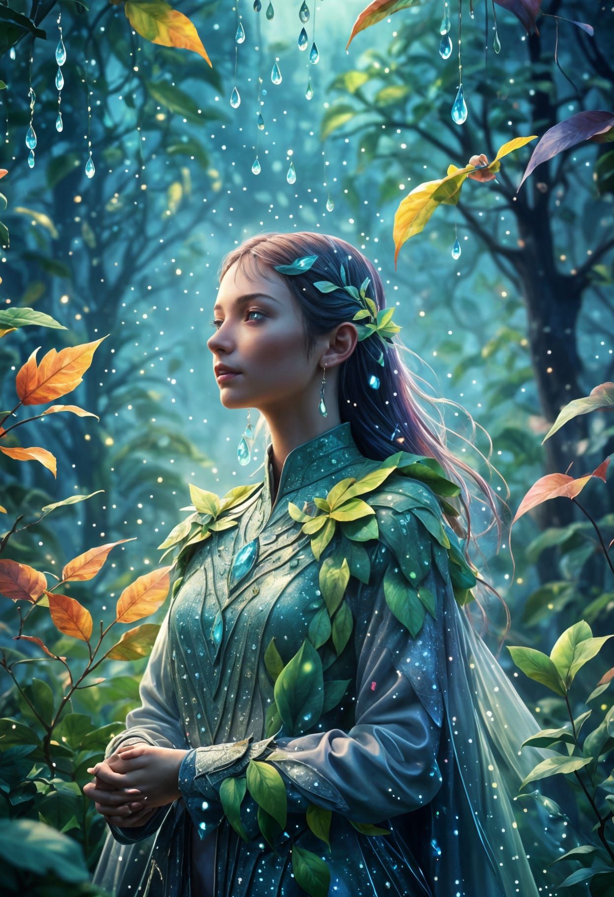 Ethereal Leaves in Maximalist Surrealist Style