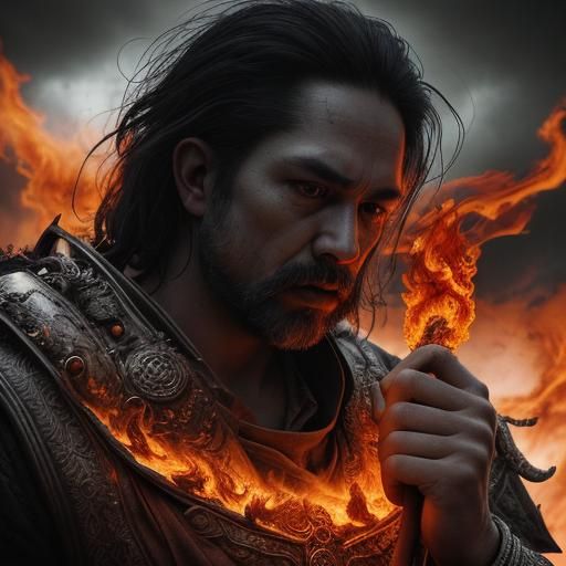 Hyperrealistic God of Fire in Cinematic Style
