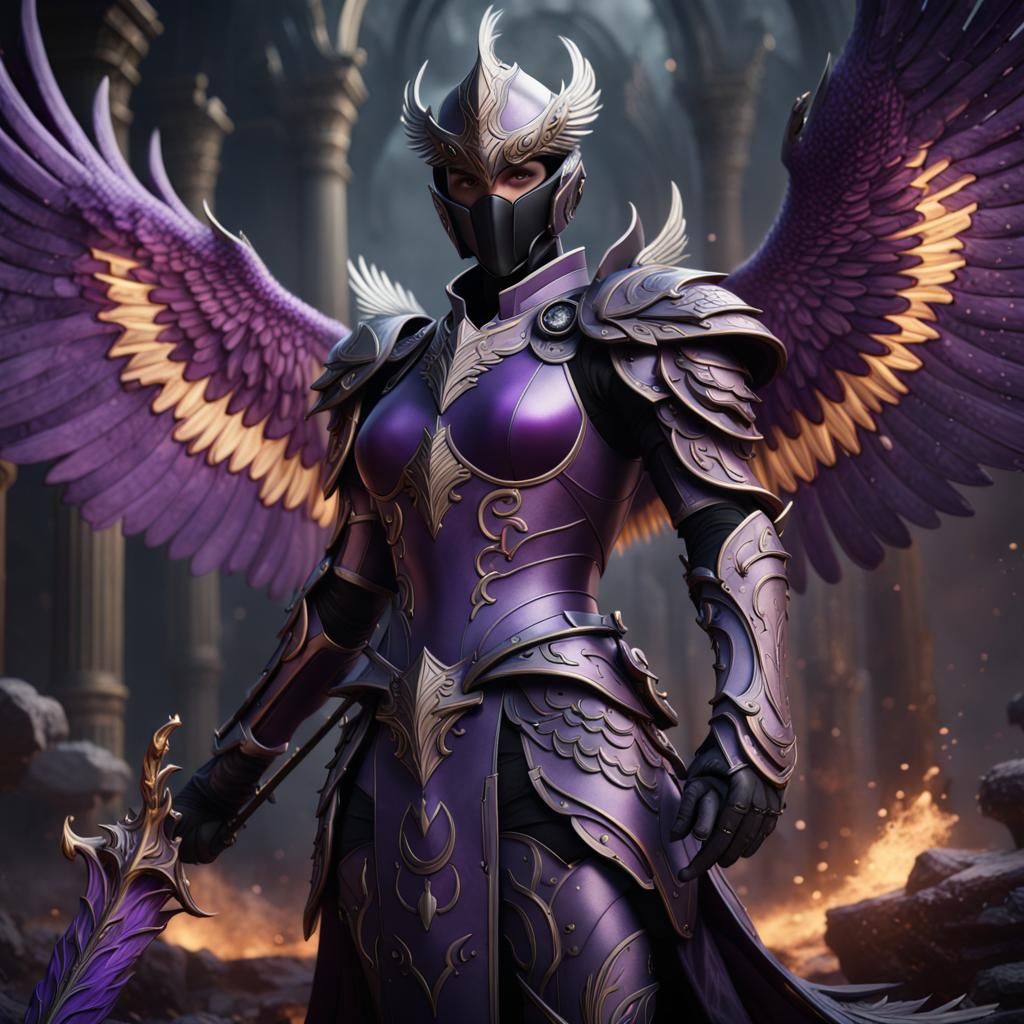 Black and Purple Phoenix Knight Concept Art