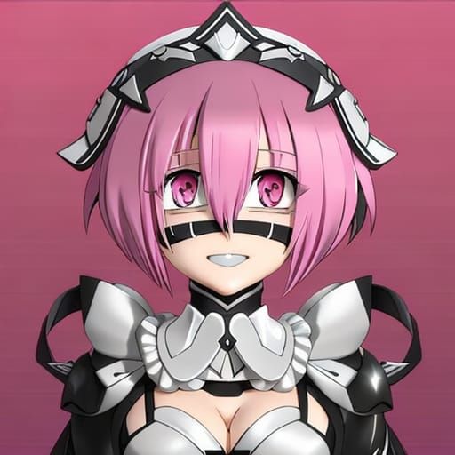 Anime Maid with Pink Hair and Pink Eyes