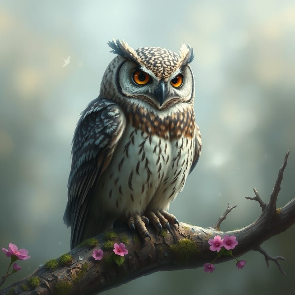 Ethereal Turtle Owl Hybrid in a Dreamscape