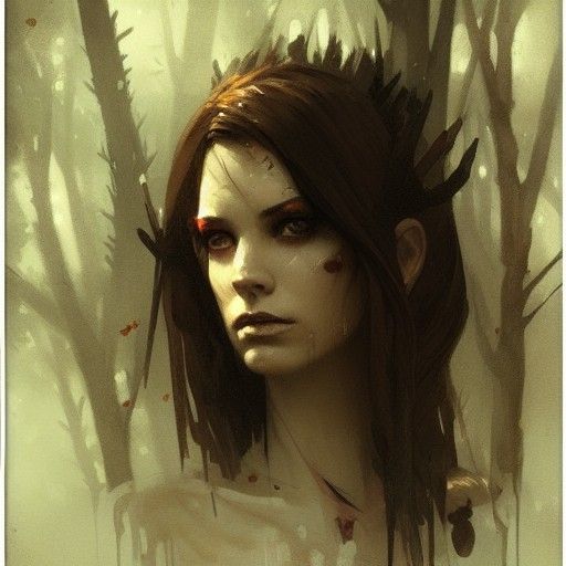 Ethereal Forest Witch Portrait in Sinister Style