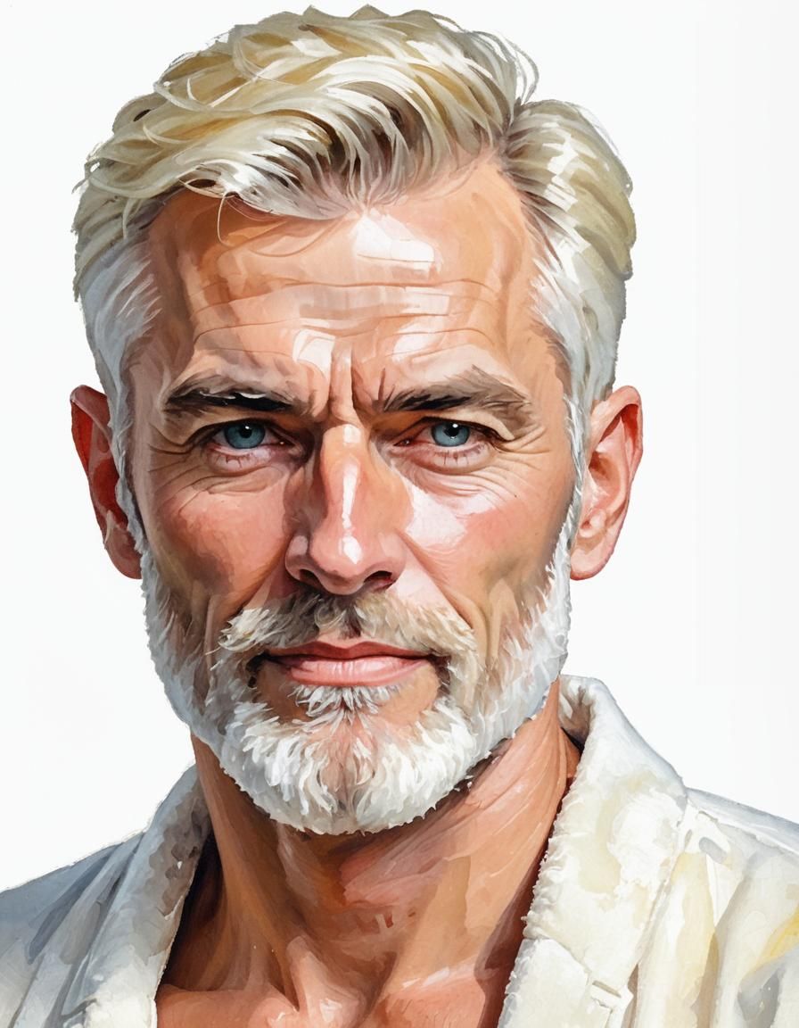 Handsome Bearded Man in Expressionist Impasto Painting