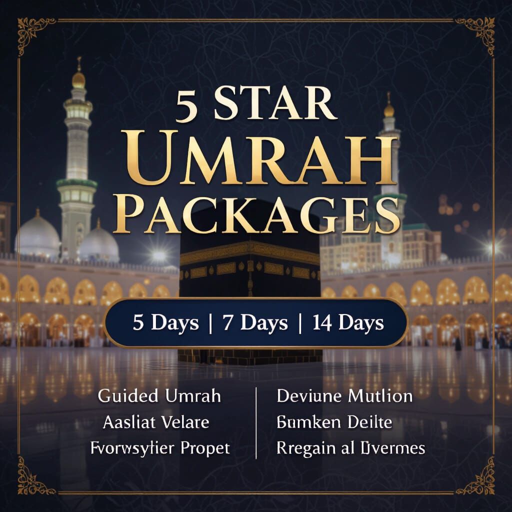 Elegant Gold and White Umrah Package Flyer