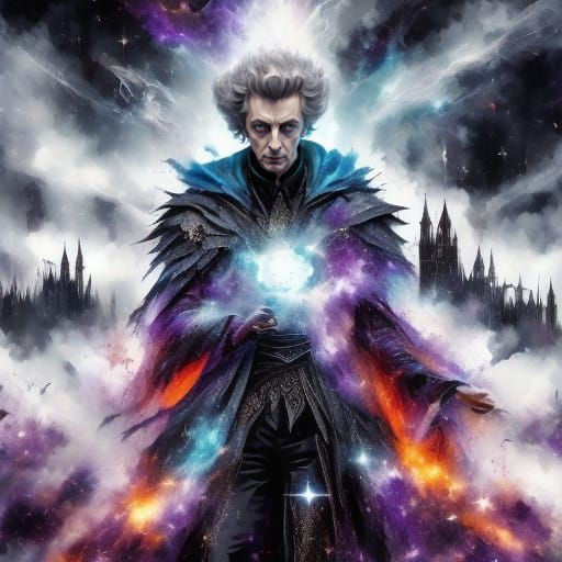 Dark Oriental Mage in Barren Fantasy Landscape