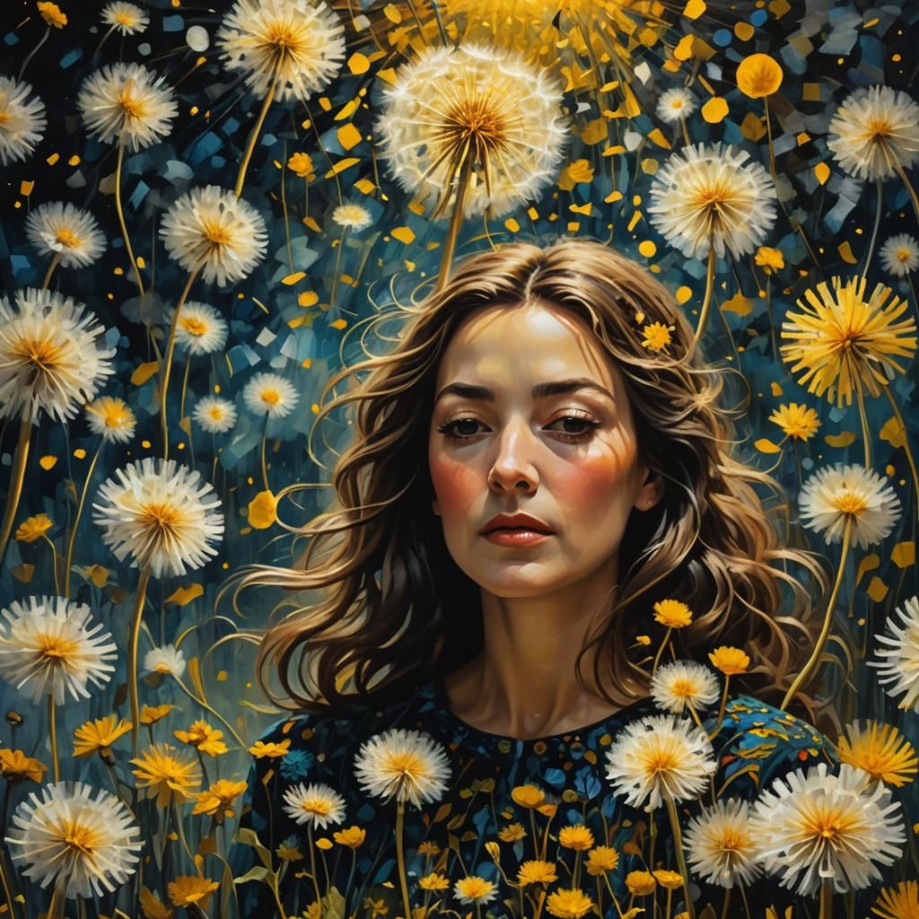 Halloween Dreamscape: Surreal Dandelion Wishes in Vivid Colo...