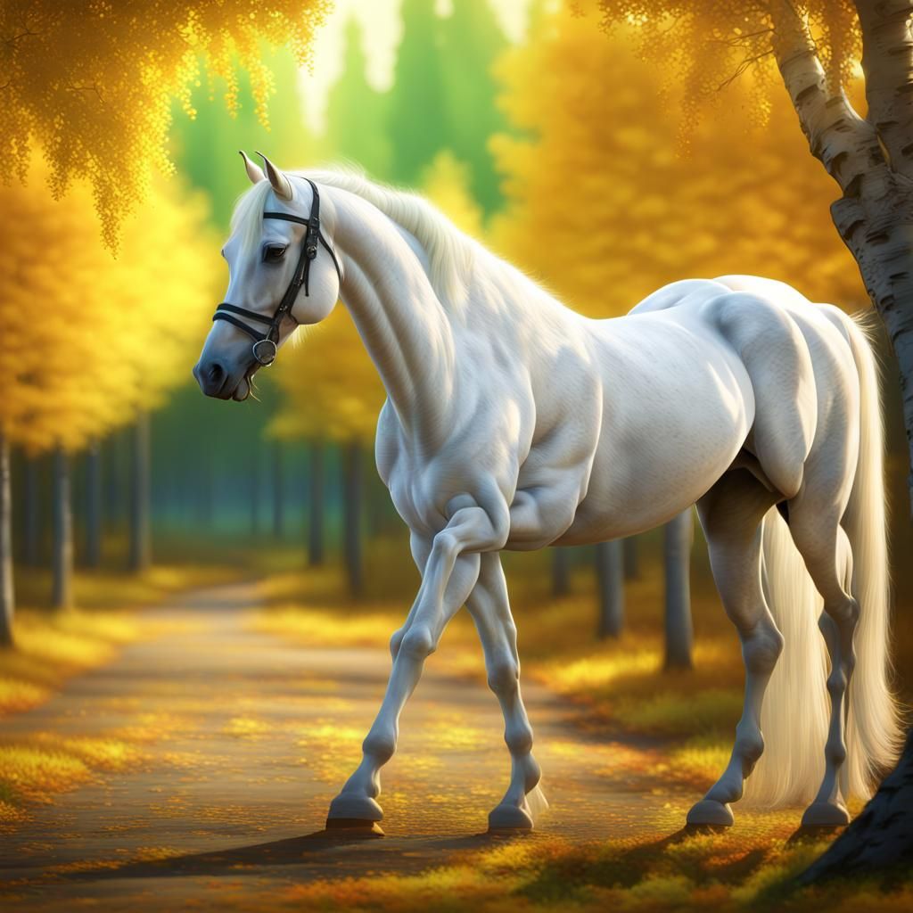 Arabian Horse Family Under the Northern Lights