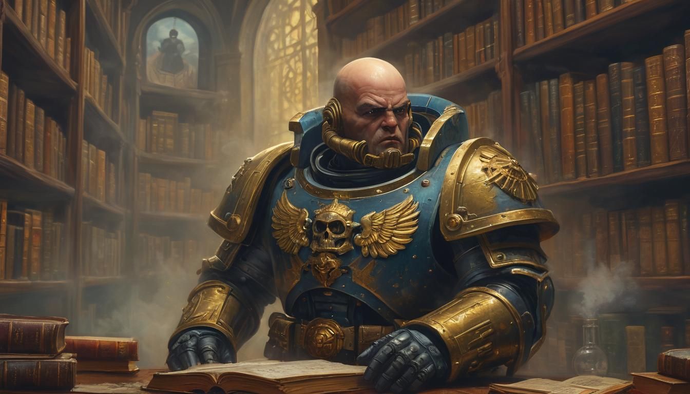 Ethereal Space Marine Apothecary Portrait in Library