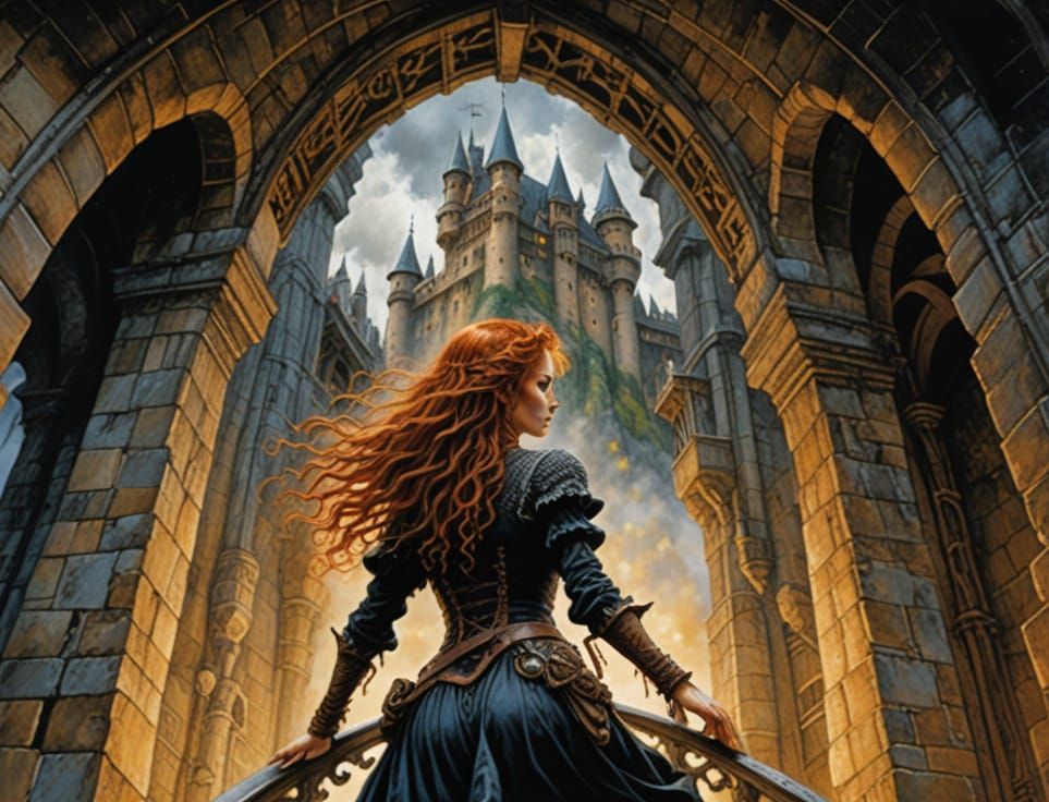 Ethereal Redhaired Adventurer Ascends Dark Castle