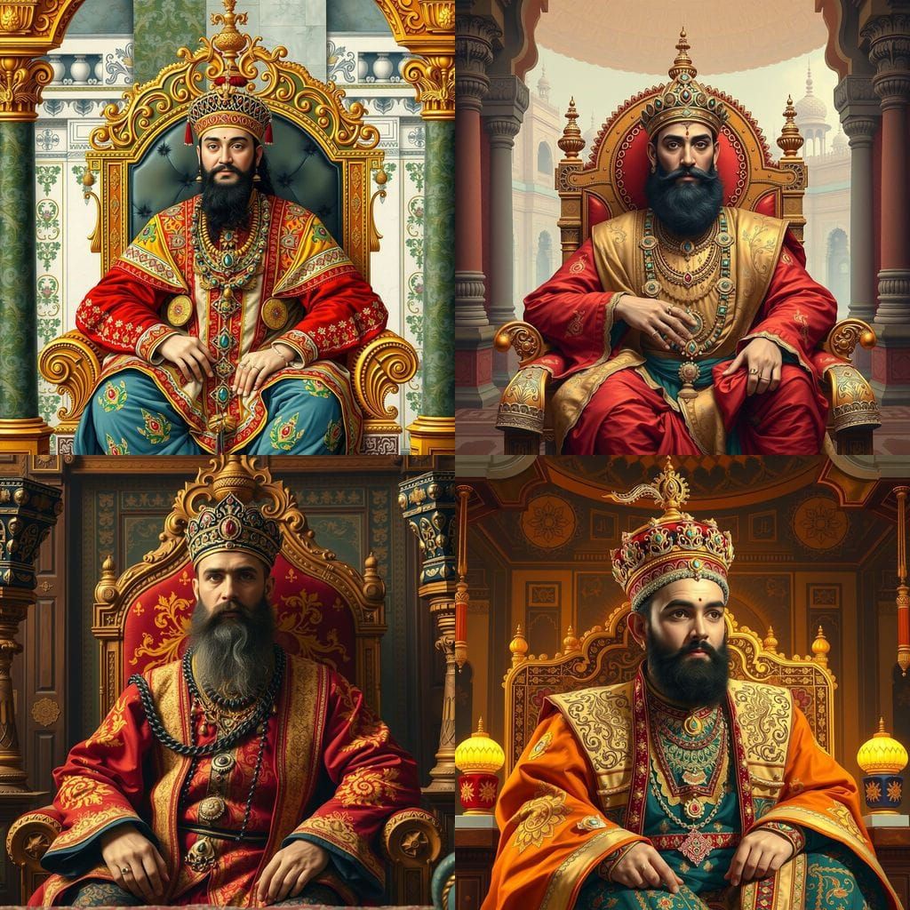 Akbar the Great Portrait in Mughal Style