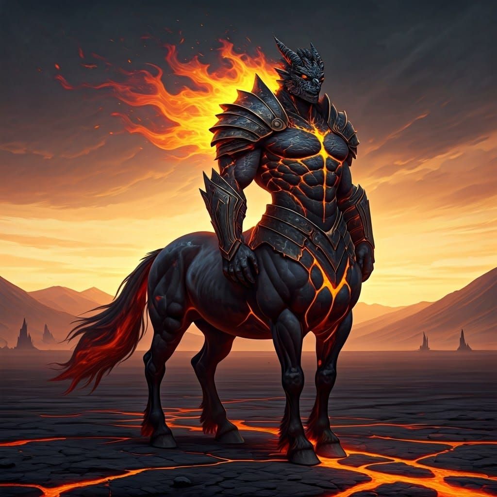Fiery Kobold Centaur in Molten Armor