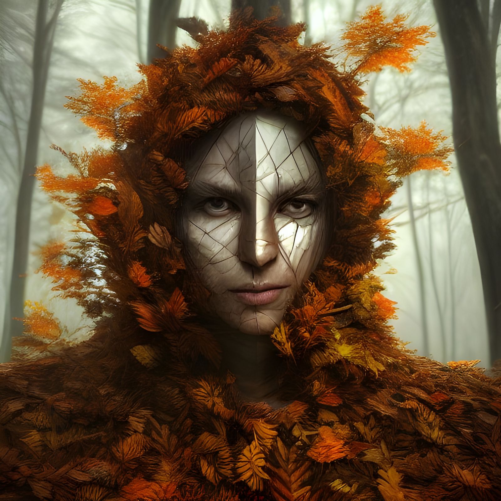 Arcane Druid Warrior Portrait in Surreal 3D