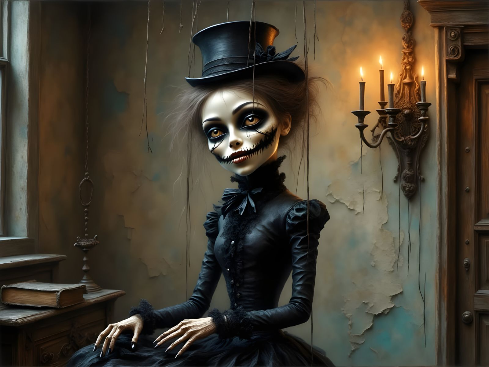 Dark Victorian Marionette in Abandoned Mansion