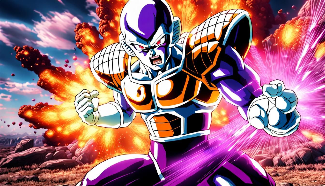 Epic Battle: Frieza vs Cell in Hyperrealistic Style